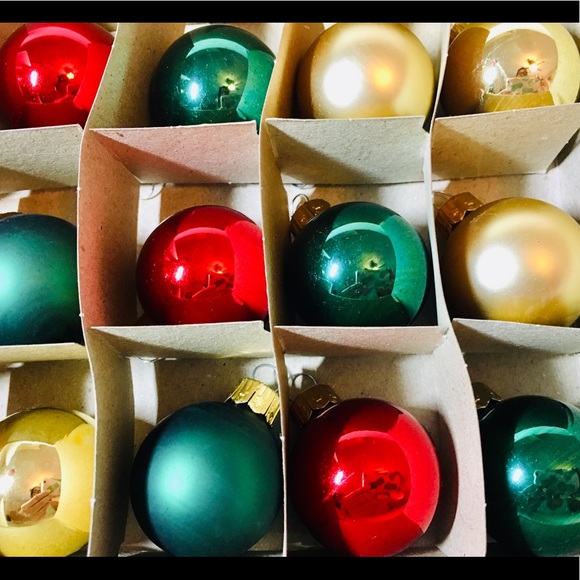 20 Xmas Polish Glass Mini Ball Ornaments Gold Red - Picture 8 of 8